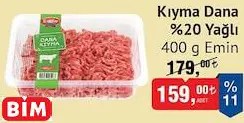EMİN KIYMA DANA %20 YAĞLI 400 G EMİN KIYMA DANA %20 YAĞLI 400 G